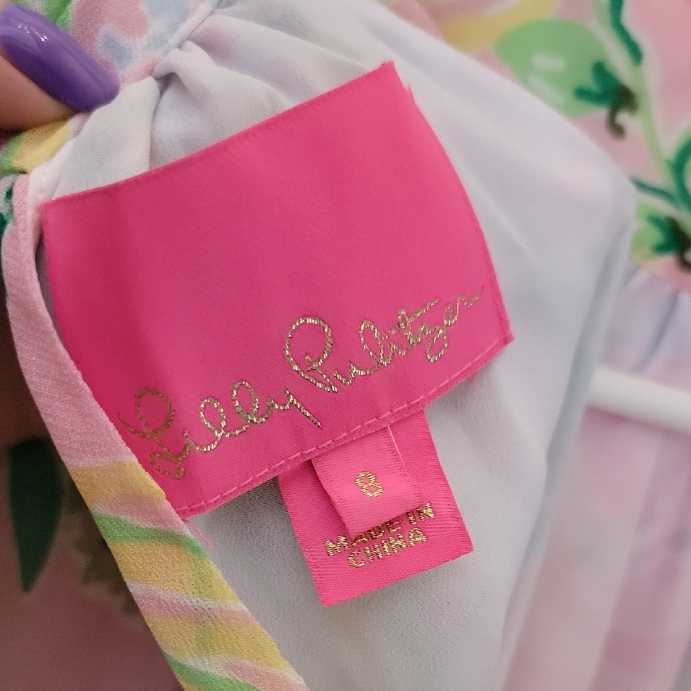Lilly Pulitzer Floral Long Sleeve Dress - Pink and Green - Picture 4 of 6